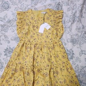 Floral yellow mini dress